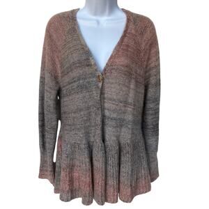 Oriana Ombre Weave Peplum Cardigan w Button Closure Fairy Cottage  size M